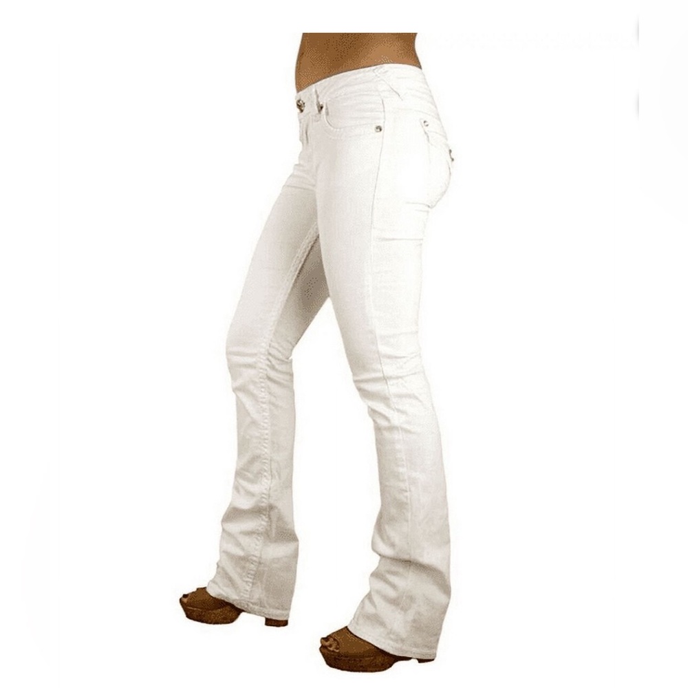 Y2K D'Mode 15 /31” Mid Rise White Embellished Bootcut Jeans